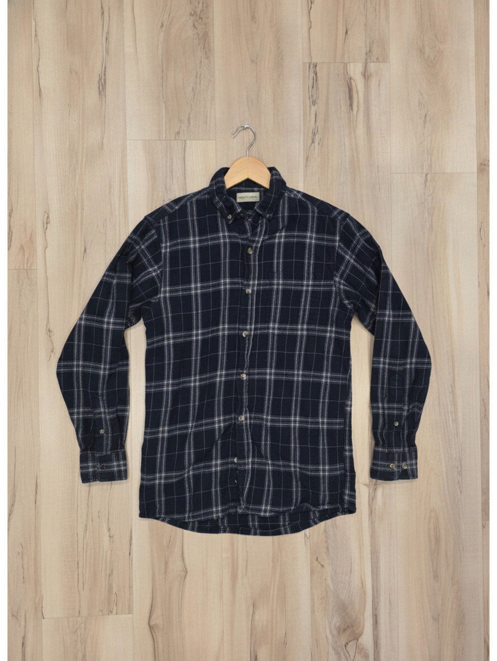 Hobbs Creek Men's Navy Blue Plaid Button-Up Shirt Size Small